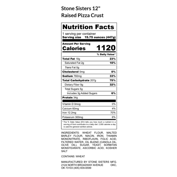 LOCAL PICKUP 12" Raised Pizza Crust (Frozen, Case of 6)