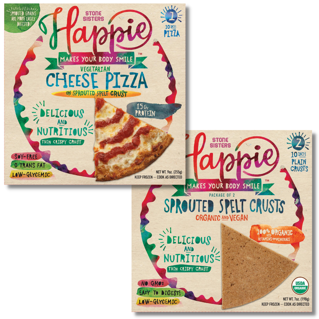 DIRECT SHIPPING Happie Combo Case - Cheese Pizzas & Organic Sprouted Spelt Crusts