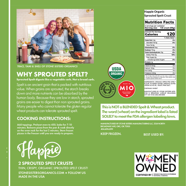 LOCAL PICKUP Happie Organic Sprouted Spelt Plain Crust Packs (2), Case of 6