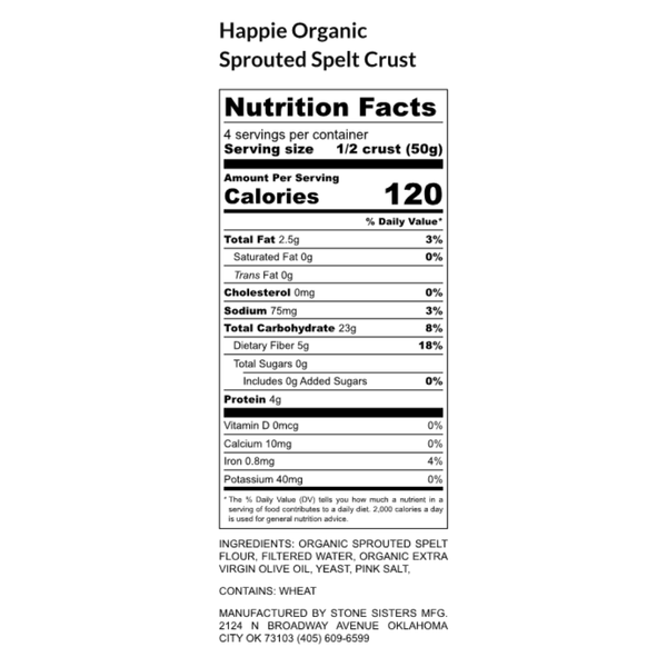 LOCAL PICKUP Happie Organic Sprouted Spelt Plain Crust Packs (2), Case of 6