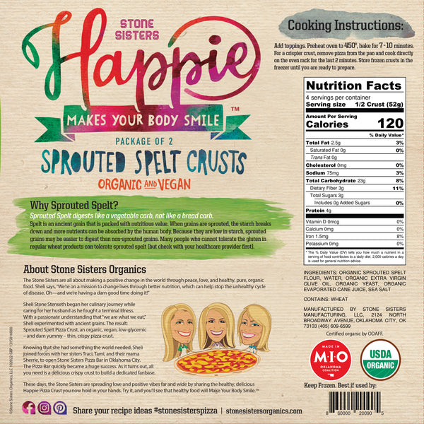 Happie Organic Sprouted Spelt Plain Crust Packs (2), Case of 6