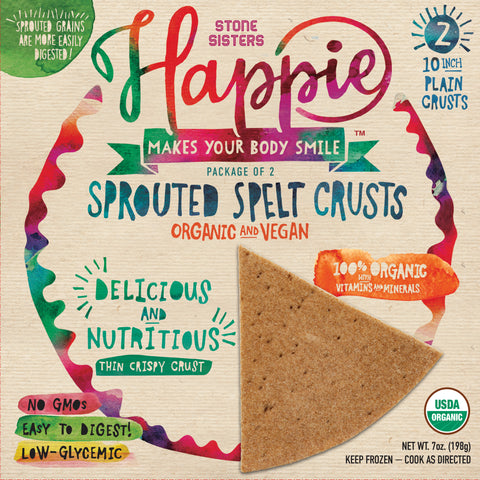Happie Organic Sprouted Spelt Plain Crust Packs (2), Case of 6